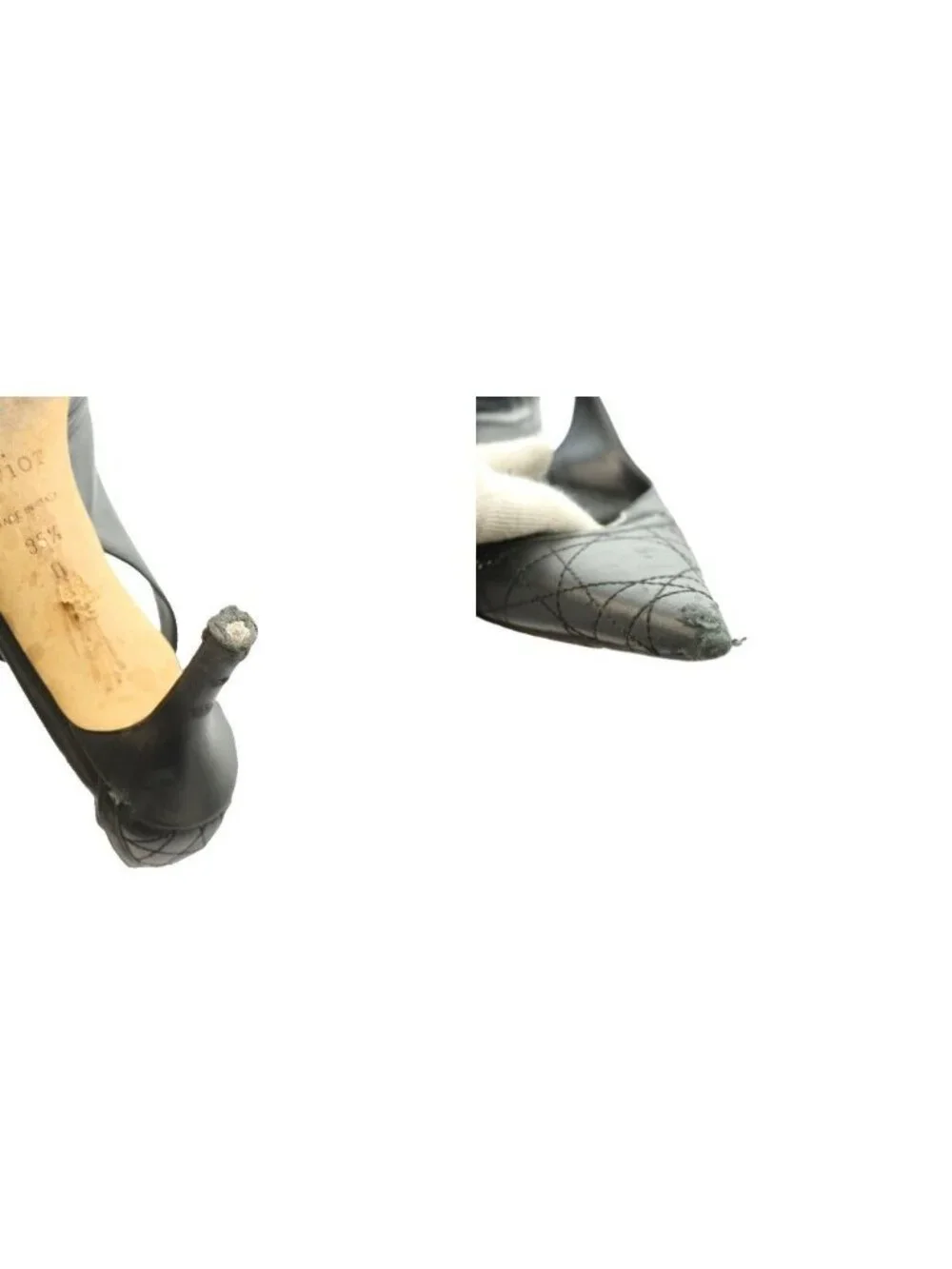 Dior Cannage Pumps Quilted Motif Black SS Heel 35.5